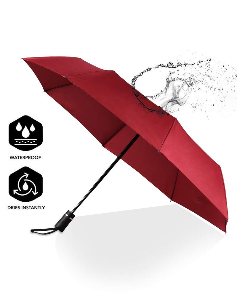 SY COMPACT Travel Umbrella Automatic Windproof Umbrellas Strong Compact Umbrella in Rain for Women Men golf umbrella (Red) - Image 3